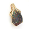 Australian Koroit Boulder Opal Pendant in 14K Yellow Gold with Diamonds - Stunning. - Image 3