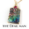 Australian Boulder Matrix Opal Pendant in 14K Gold, Diamonds. Beautiful. - 424-00055