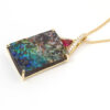 Australian Boulder Matrix Opal Pendant in 14K Gold, Diamonds. Beautiful. - 424-00055 - Image 2