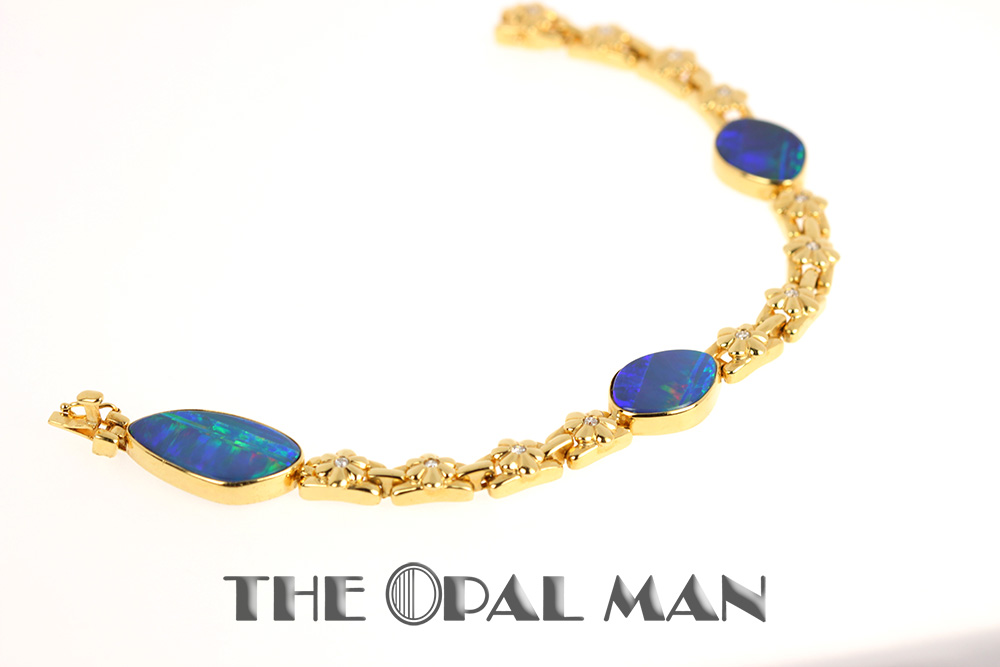 Yellow gold oval opal bracelet – Sarah Beth Jewellers