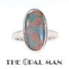 Striking Australian Black Opal 14K White Gold Ring - 421-00040 - Image 2