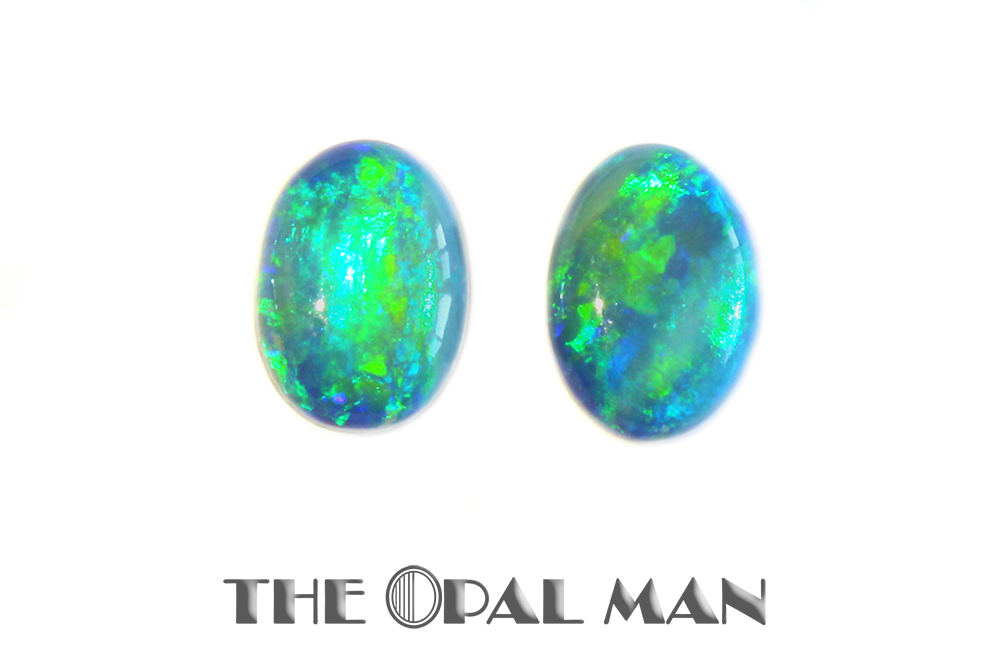 samarbejde Fortløbende konkurrenter Blue/Green Oval Australian Opal Doublet Matched Set - 1.58ct - The Opal Man
