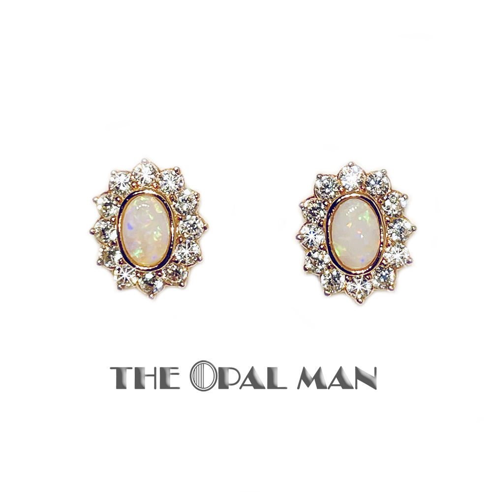 Abundantly Betsy Trotwood Miniature Rose Gold Plated-Sterling Silver Australian Crystal Opal Stud Earrings -  The Opal Man