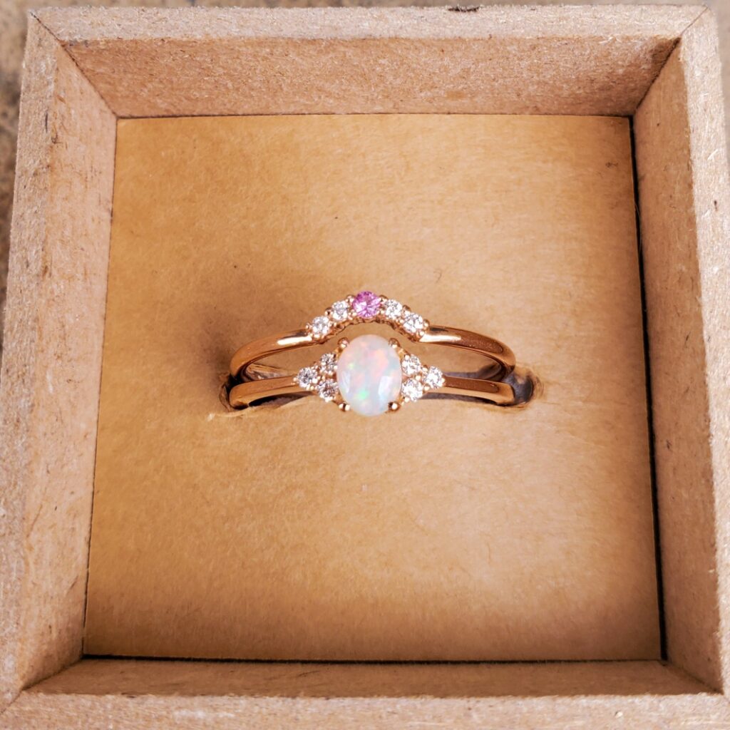 Rose gold engagement ring set