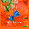 Greenish Blue Australian Opal Doublet and Diamond Drop Post Earrings In 14K Yellow Gold - 423-00285