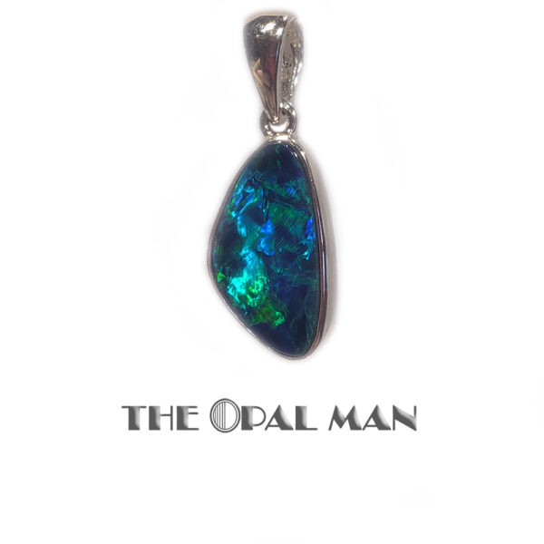 Modest Sterling Silver Pendant With One Deep Blue/Green Australian Opal Doublet - 230-03293 - Image 3