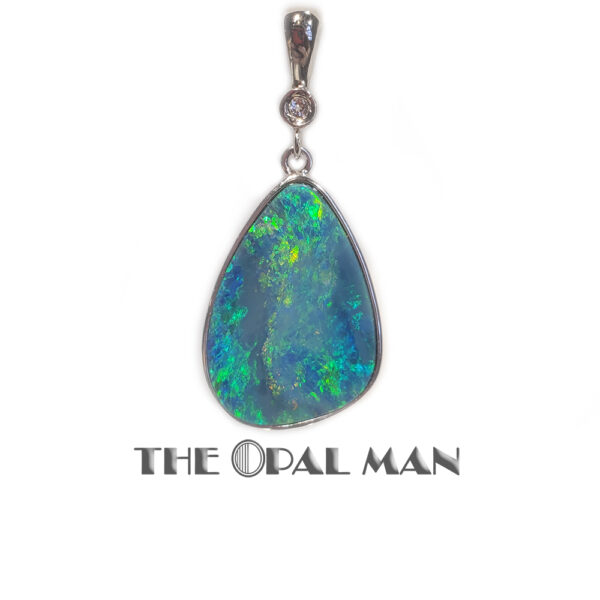 Splendid Sterling Silver Pendant With One Freeform Multi-Colored Australian Opal Doublet And White Topaz - 230-03296 - Image 2