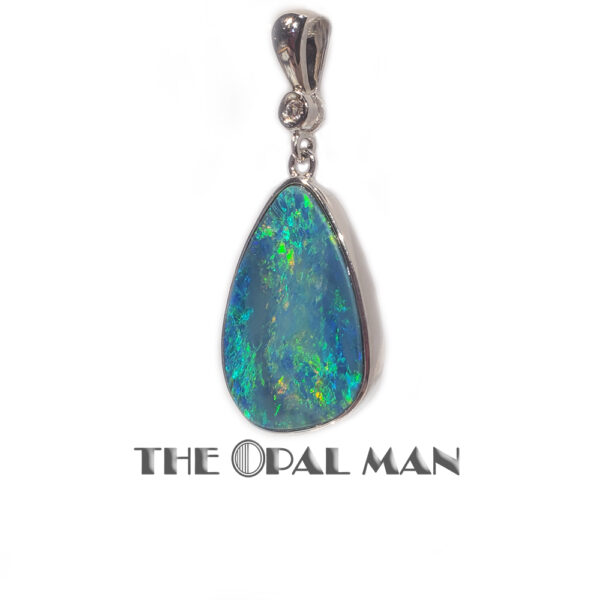 Splendid Sterling Silver Pendant With One Freeform Multi-Colored Australian Opal Doublet And White Topaz - 230-03296 - Image 3