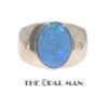 Glimmering Blue Green Australian Opal Doublet Sterling Silver Ring - 205-00190