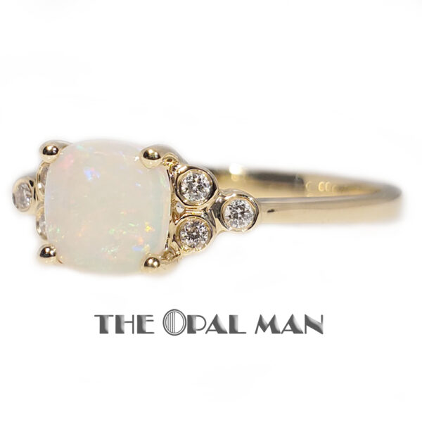 Elegant 14K Yellow Gold Ring With Pastel Rainbow Australian White Opal - 421-00288 - Image 6