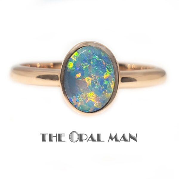 Enchanting Cosmos Australian Opal Doublet 14K Rose Gold Ring - 421-2000076 - Image 4