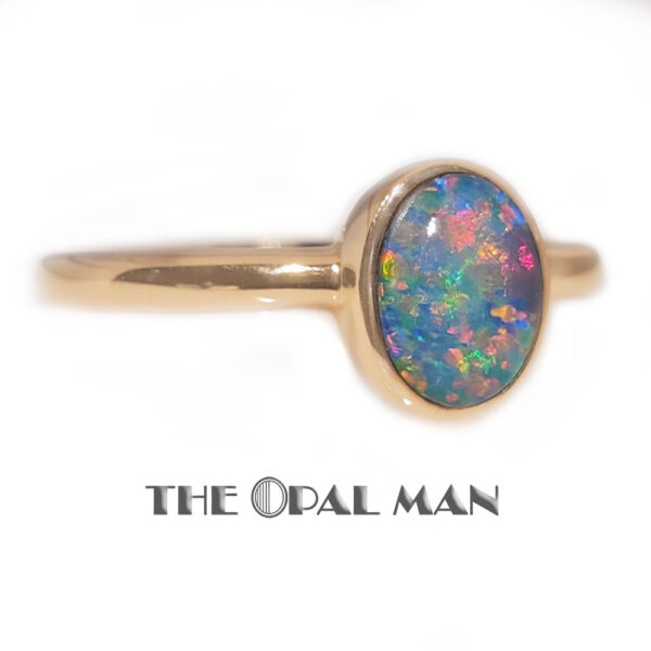 Enchanting Cosmos Australian Opal Doublet 14K Rose Gold Ring - 421-2000076 - Image 2