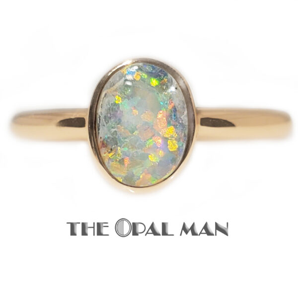 Speckled Australian Opal Doublet 14K Rose Gold Ring - 421-2000077 - Image 2