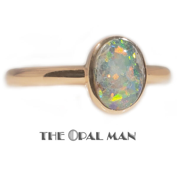 Speckled Australian Opal Doublet 14K Rose Gold Ring - 421-2000077 - Image 4