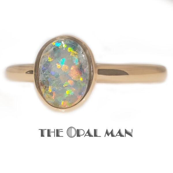 Speckled Australian Opal Doublet 14K Rose Gold Ring - 421-2000077 - Image 6