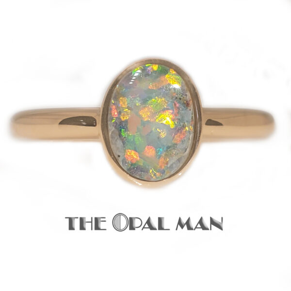 Speckled Australian Opal Doublet 14K Rose Gold Ring - 421-2000077