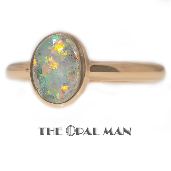 Speckled Australian Opal Doublet 14K Rose Gold Ring - 421-2000077 - Image 5