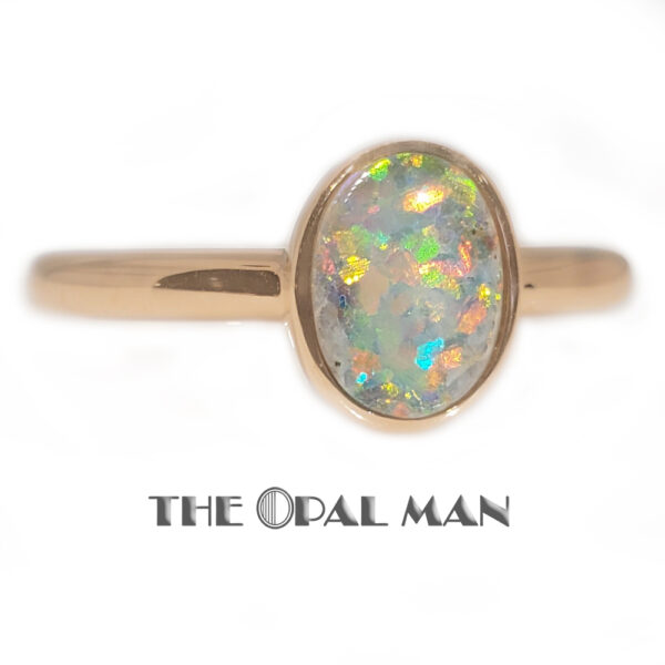 Speckled Australian Opal Doublet 14K Rose Gold Ring - 421-2000077 - Image 3