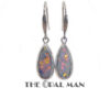14K White Gold Australian Opal Doublet Dream Drop Earrings - 423-00328