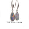 14K White Gold Australian Opal Doublet Dream Drop Earrings - 423-00328 - Image 3