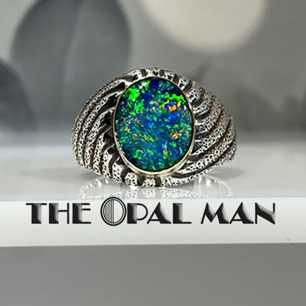 Charming Sterling Silver And 18K Yellow Gold Ring With Striking Australian Opal - 205-00258