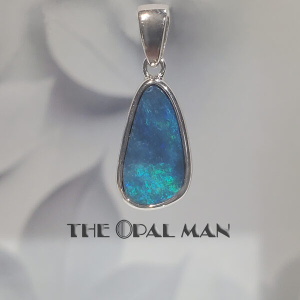 Oceans Depths Australian Opal Doublet Sterling Silver Pendant - 230-03401