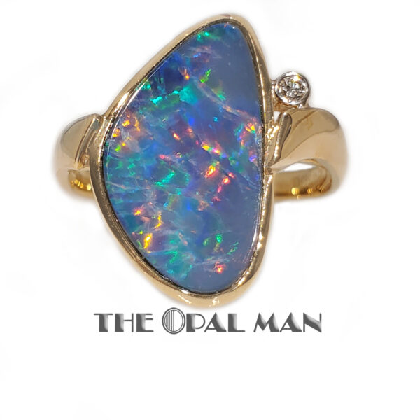 Kaleidoscopic Australian Opal Doublet 14K Yellow Gold Ring - 421-00283