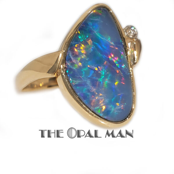 Kaleidoscopic Australian Opal Doublet 14K Yellow Gold Ring - 421-00283 - Image 2