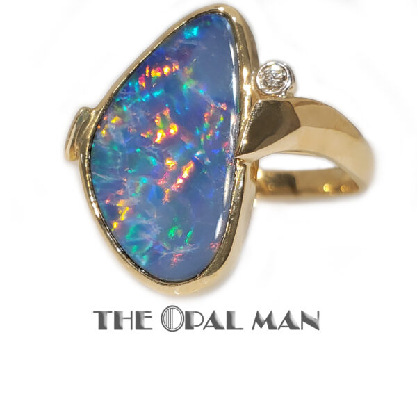 Kaleidoscopic Australian Opal Doublet 14K Yellow Gold Ring - 421-00283 - Image 3