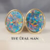 Color-Burst Australian Opal Doublet 14K Yellow Gold Stud Earrings - 423-00156 - Image 2