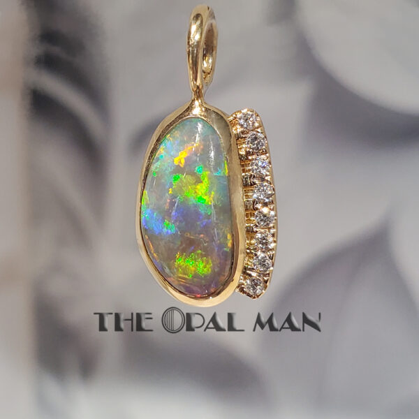 Flashy Australian Black Opal 14K Yellow Gold Pendant - 424-2000088 - Image 2