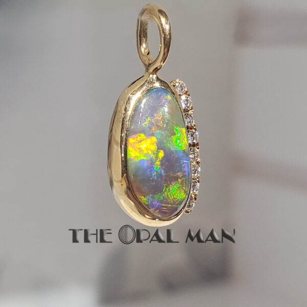 Flashy Australian Black Opal 14K Yellow Gold Pendant - 424-2000088 - Image 3