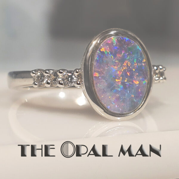 Watercolor Australian Opal Doublet Sterling Silver Ring - 200-02558 - Image 3