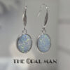 Dappled Oval-Shaped Australian Opal Doublets Sterling Silver Dangle Earrings - 210-03867 - Image 3