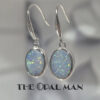 Dappled Oval-Shaped Australian Opal Doublets Sterling Silver Dangle Earrings - 210-03867 - Image 2