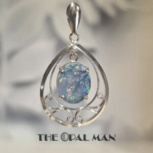 Whimsical Sterling Silver Pendant With One Multicolored Australian Opal Doublet - 230-03527