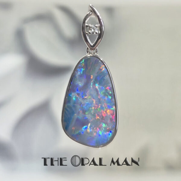 Rejuvenating Australian Opal Doublet 14K White Gold Pendant - 424-00469