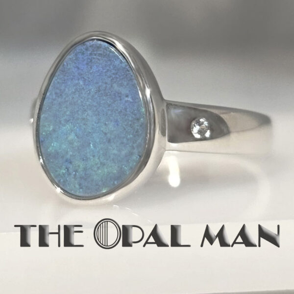 Simplistic Sterling Silver Ring With Teal Blue Green Australian Opal Doublet - 200-02450 - Image 6