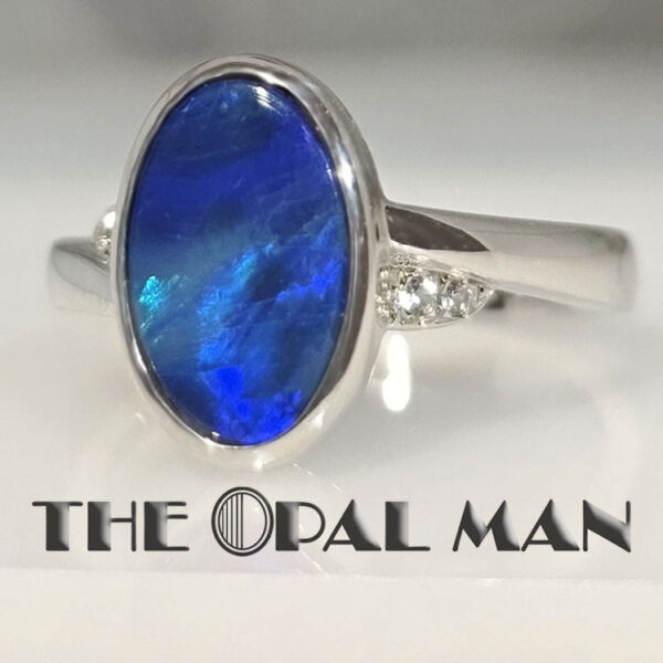 Tidal Wave Blue Australian Opal Doublet Sterling Silver Ring - 200-02583 - Image 4