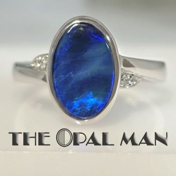 Tidal Wave Blue Australian Opal Doublet Sterling Silver Ring - 200-02583 - Image 5
