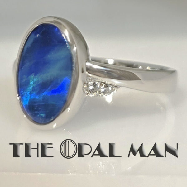 Tidal Wave Blue Australian Opal Doublet Sterling Silver Ring - 200-02583 - Image 7