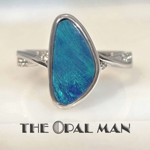 Teal Shimmer Australian Opal Doublet Sterling Silver Ring - 200-02585 - Image 2
