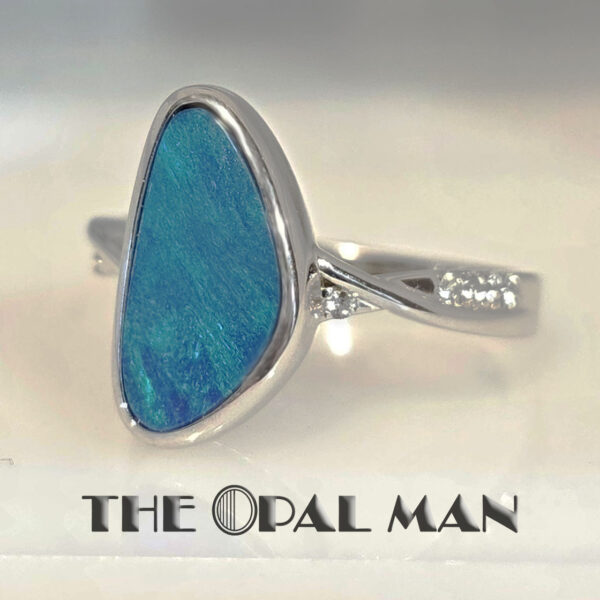 Teal Shimmer Australian Opal Doublet Sterling Silver Ring - 200-02585 - Image 3