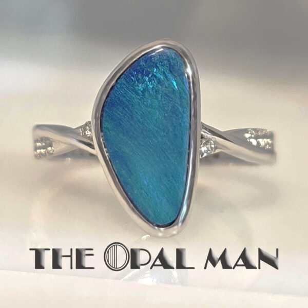 Teal Shimmer Australian Opal Doublet Sterling Silver Ring - 200-02585 - Image 5