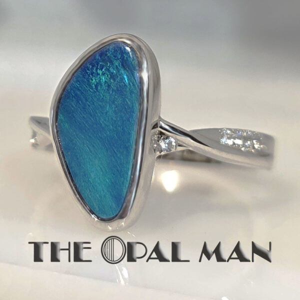Teal Shimmer Australian Opal Doublet Sterling Silver Ring - 200-02585 - Image 6