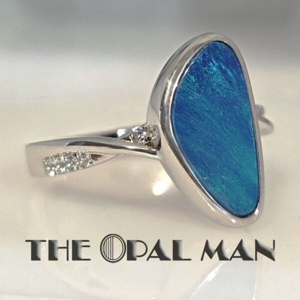 Teal Shimmer Australian Opal Doublet Sterling Silver Ring - 200-02585 - Image 7