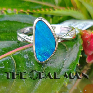 Teal Shimmer Australian Opal Doublet Sterling Silver Ring - 200-02585