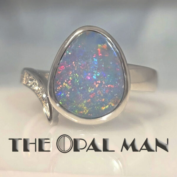 Glittering Australian Opal Doublet Sterling Silver Ring - 200-02591