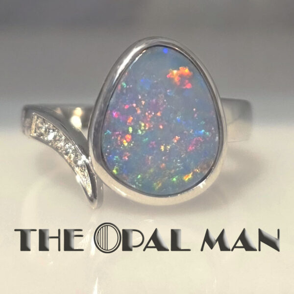 Glittering Australian Opal Doublet Sterling Silver Ring - 200-02591 - Image 2