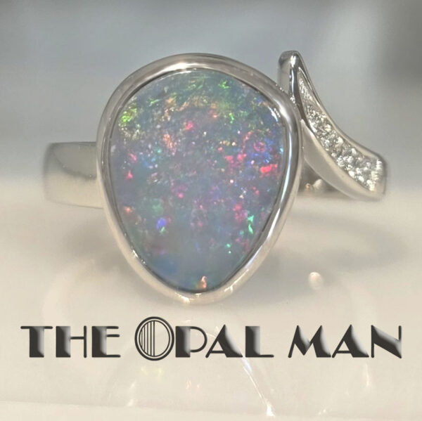 Glittering Australian Opal Doublet Sterling Silver Ring - 200-02591 - Image 4